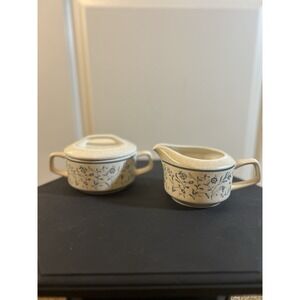 Lenox Temper-Ware Dewdrops Flowers Creamer and Covered Sugar Bowl Set Excellent!